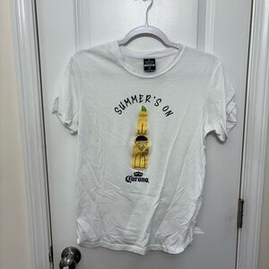 Corona White Graphic T-Shirt for Men